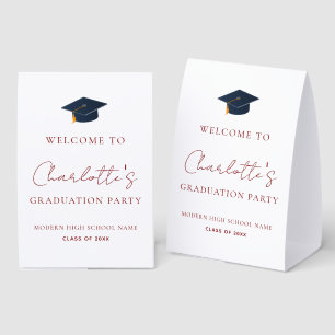 Personalized Graduation Party Modern Typography Paper Table Tent