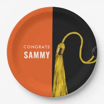 Personalized Graduation Party Orange Paper Plates by partygames at Zazzle
