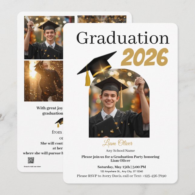 Personalized Graduation Party Photo Invitation  (Front/Back)