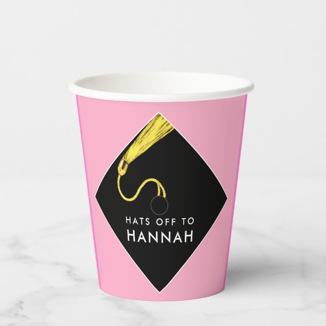 Personalized Graduation Party Pink Paper Cups (Front)