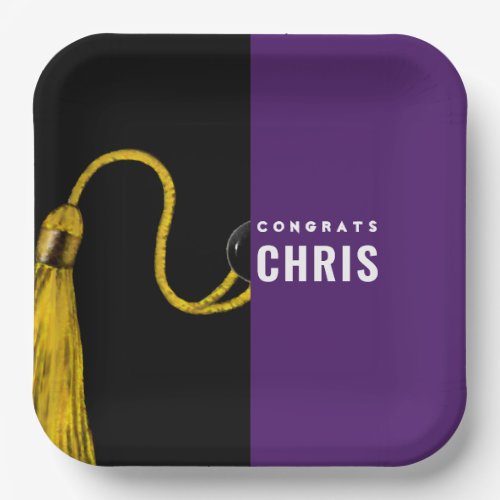 Personalized Graduation Party Purple Paper Plates