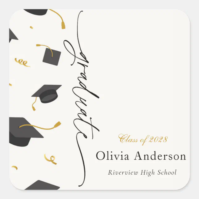 Personalized Graduation Party Square Sticker | Zazzle