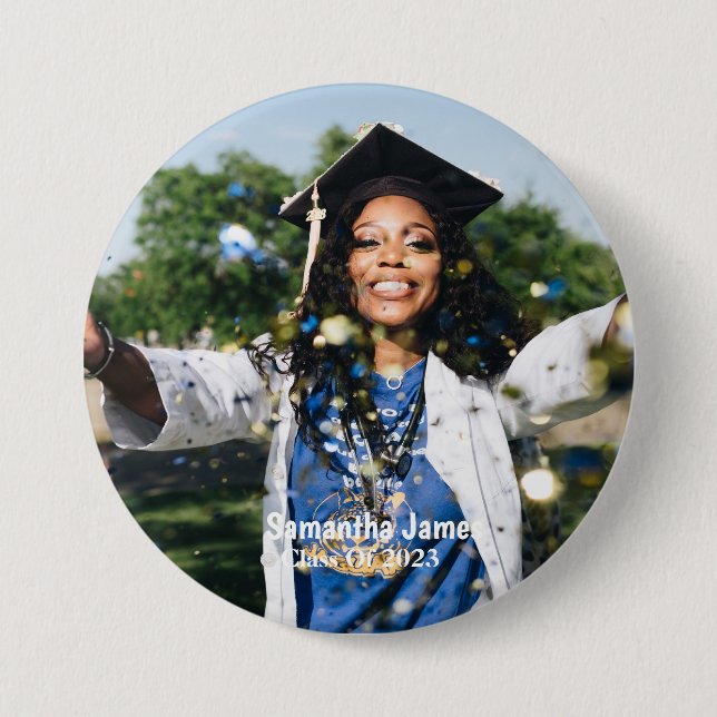 Personalized Graduation Photo and Name  Button (Front)