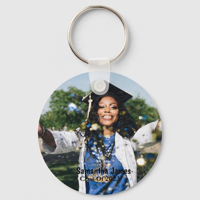 Personalized Graduation Photo and Name  Keychain (Front)