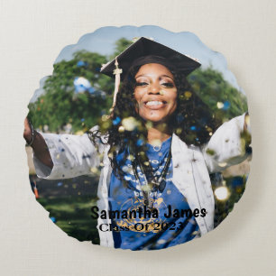 Personalized Graduation Photo and Name  Round Pillow