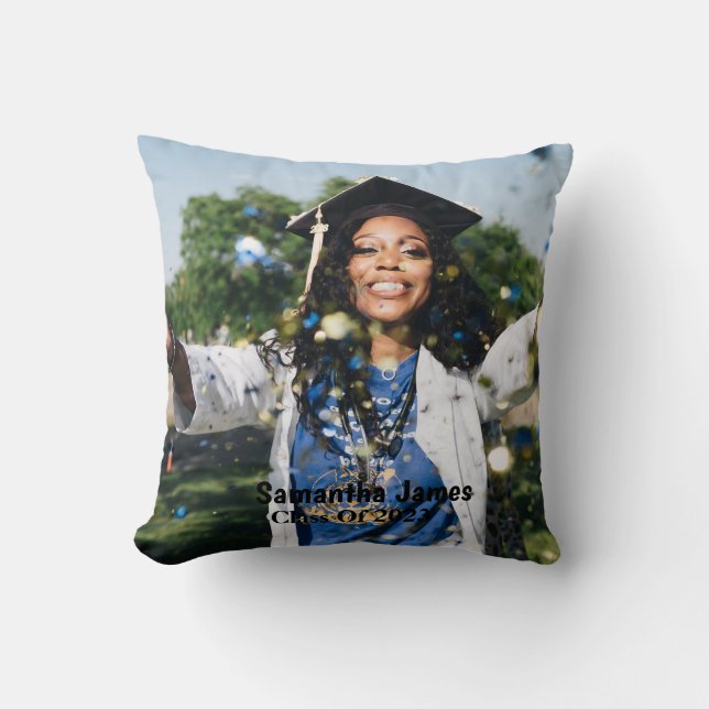 Personalized Graduation Photo and Name  Throw Pillow (Front)