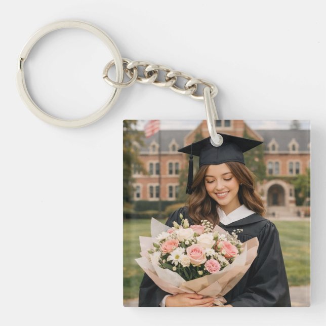 Personalized Graduation Photo Button Keychain (Front)