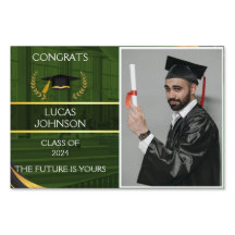 Personalized Graduation Photo Card Green Gold