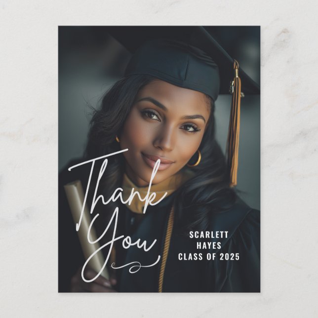 Personalized Graduation Photo | Casual Handwritten Postcard (Front)