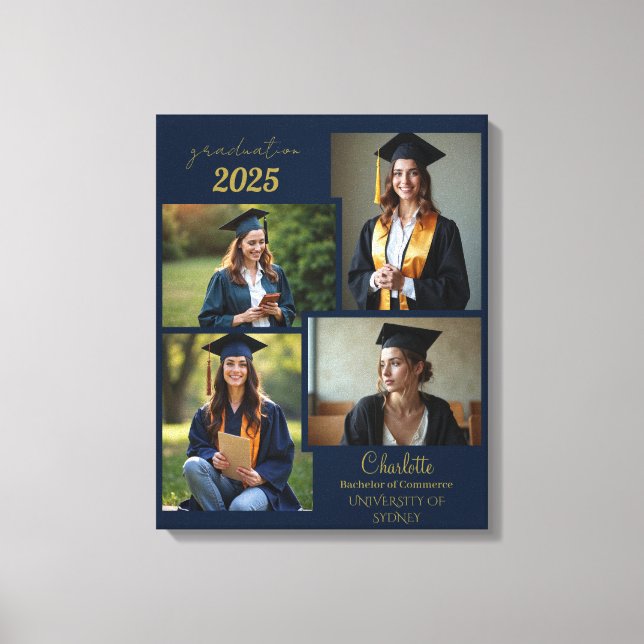 Personalized Graduation Photo Collage Canvas Print (Front)