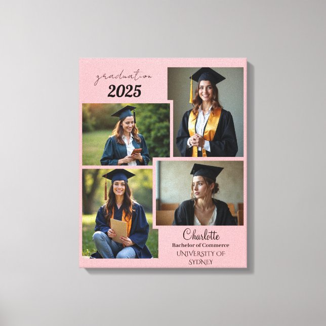 Personalized Graduation Photo Collage Canvas Print (Front)