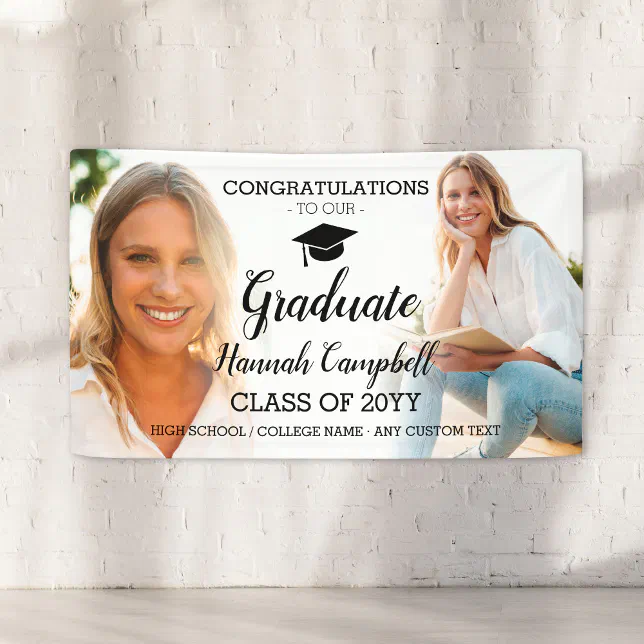 Personalized Graduation Photo Collage Script Banner | Zazzle