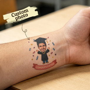 Personalized Graduation Photo Custom Graduate Face Temporary Tattoos