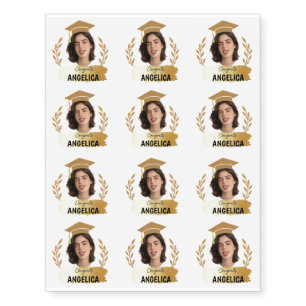 Personalized Graduation Photo Custom Name & Face Temporary Tattoos
