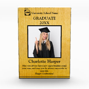Personalized Graduation Photo   gold & black Acrylic Award
