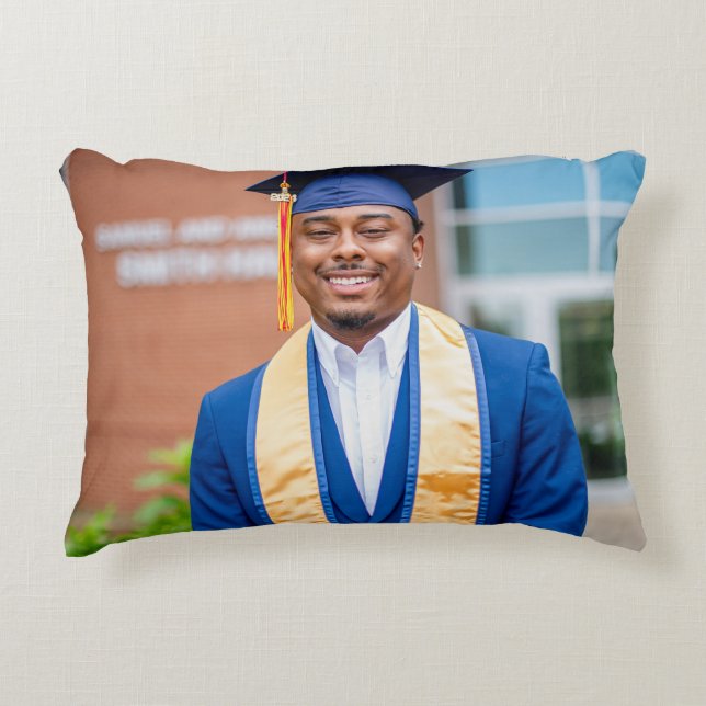 Personalized Graduation Photo Keepsake Memory Gift Accent Pillow (Front)
