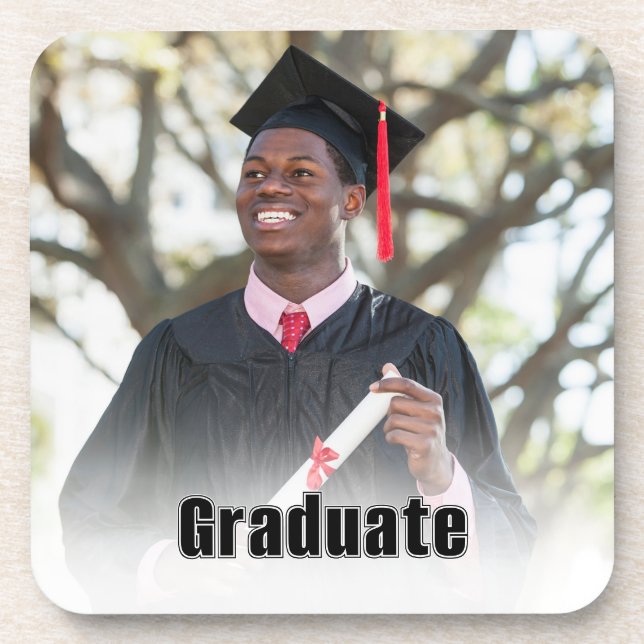 Personalized Graduation Photo Keepsake Memory Gift Beverage Coaster (Front)