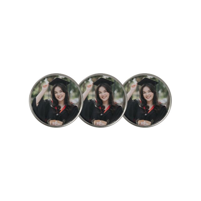 Personalized Graduation Photo Keepsake Memory Gift Golf Ball Marker (3 Up)