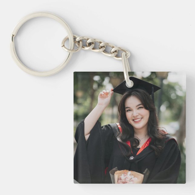 Personalized Graduation Photo Keepsake Memory Gift Keychain (Front)