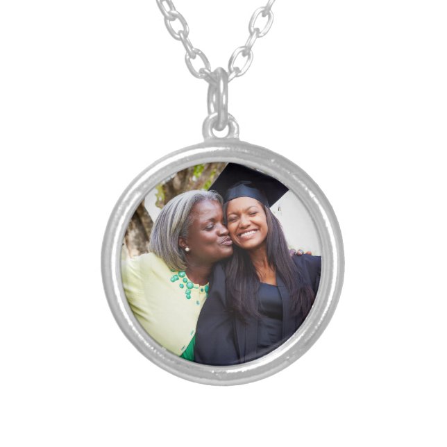 Personalized Graduation Photo Keepsake Memory Gift Silver Plated Necklace (Front)