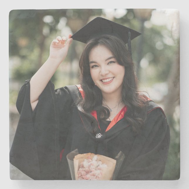 Personalized Graduation Photo Keepsake Memory Gift Stone Coaster (Front)