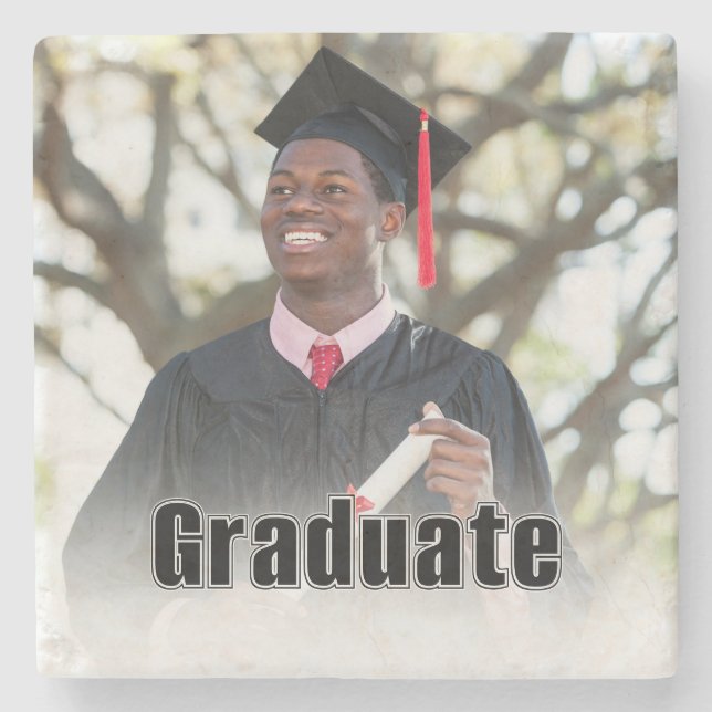 Personalized Graduation Photo Keepsake Memory Gift Stone Coaster (Front)