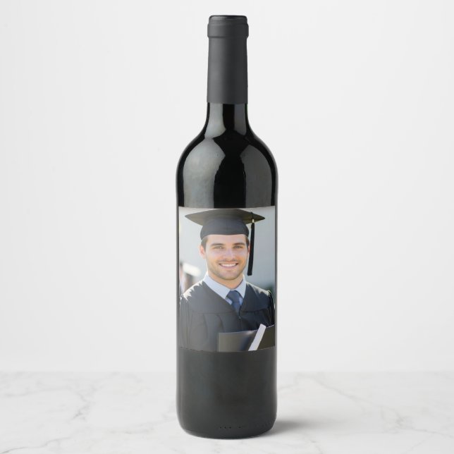 Personalized Graduation Photo Keepsake Memory Gift Wine Label (Front)