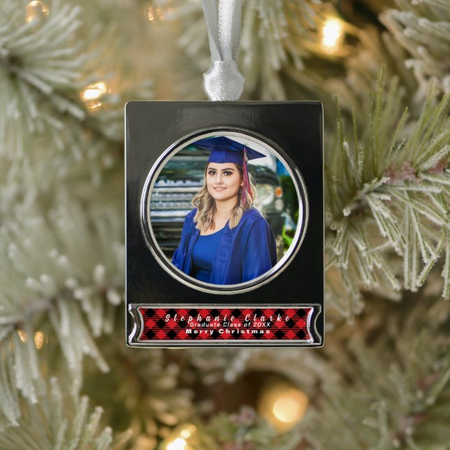 Personalized Graduation Photo, Name Ornament (Tree)