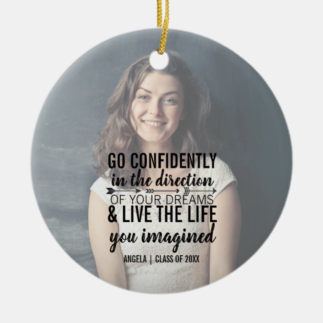 Personalized Graduation Photo Quote Ornament (Front)