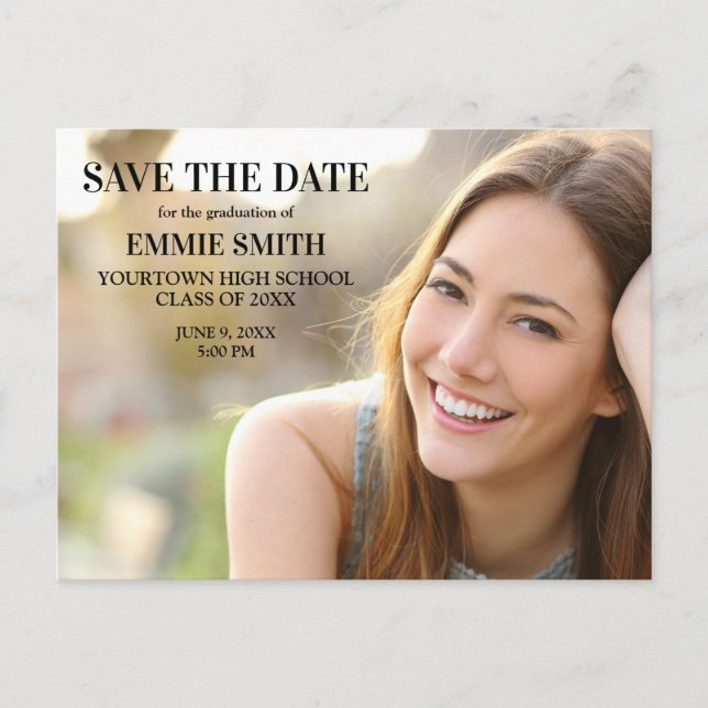 Personalized Graduation Photo Save the Date Postcard (Front)