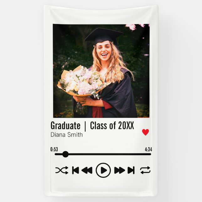 Personalized Graduation Photo Song Playlist Banner (Vertical)