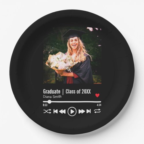 Personalized Graduation Photo Song Playlist Paper Plates