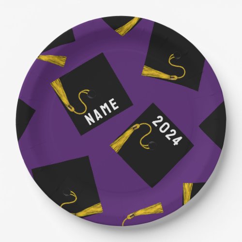 Personalized Graduation Purple Party Paper Plates