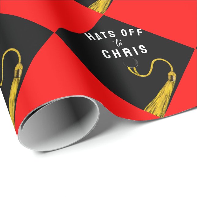 Personalized Graduation Red Gift Wrapping Paper (Roll Corner)