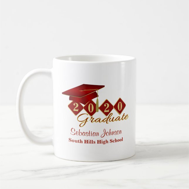 Personalized Graduation Red & Gold 20XX Coffee Mug (Left)
