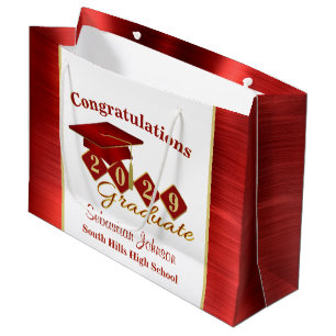 Personalized Graduation Red & Gold Large Gift Bag