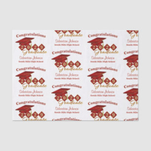 Personalized Graduation Red & Gold Tissue Paper