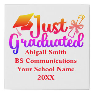 Personalized Graduation Red, Orange Purple Faux Canvas Print