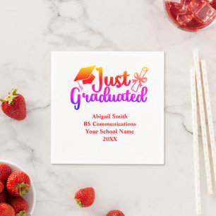 Personalized Graduation Red, Orange Purple  Napkins
