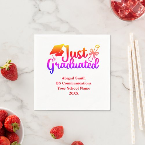 Personalized Graduation Red Orange Purple  Napkins