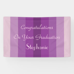 Personalized Graduation Sign Purple Stripes