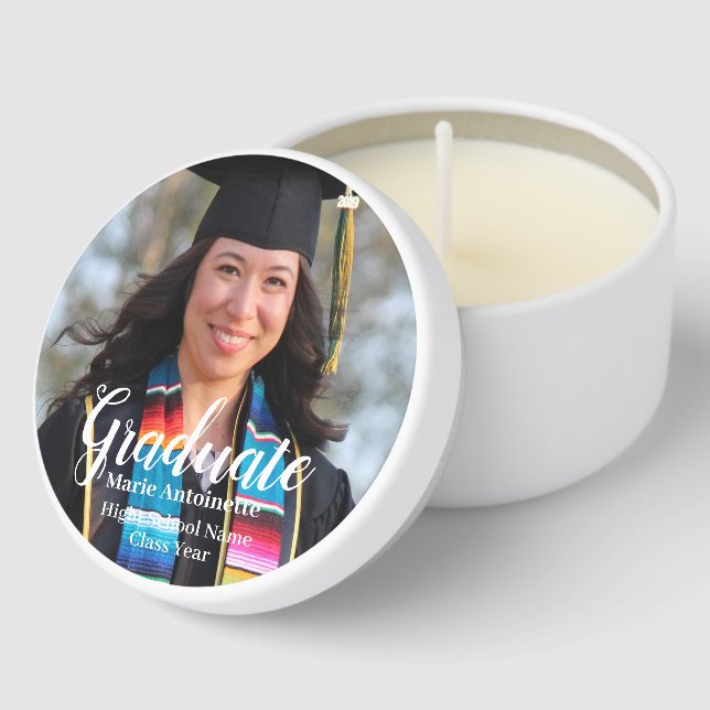 Personalized Graduation Simple Photo Mini Candle Favors (Corner)