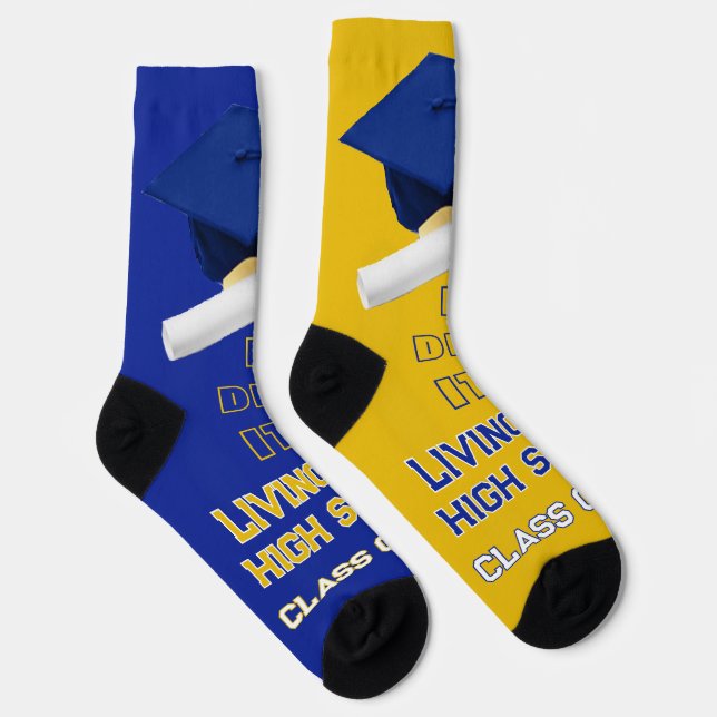 Personalized Graduation Socks - Royal Blue & Gold (Right)