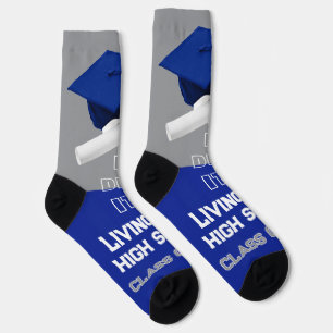 Personalized Graduation Socks - Royal Blue & Gray