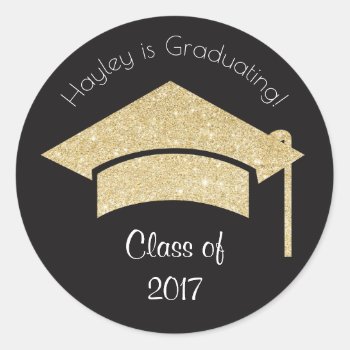 Personalized Graduation Stickers With Gold by AestheticJourneys at Zazzle