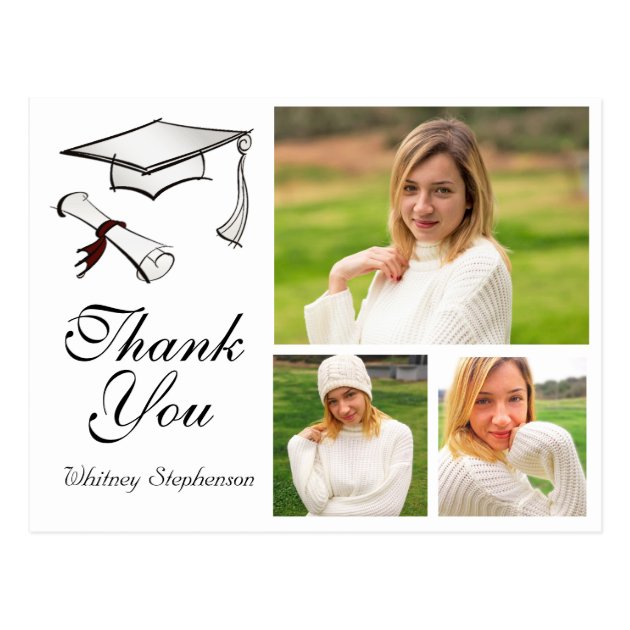 Personalized Graduation Thank You Card 3 Photos
