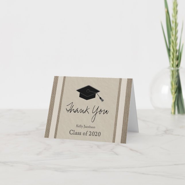 Personalized Graduation Thank You Card -- Burlap (Front)