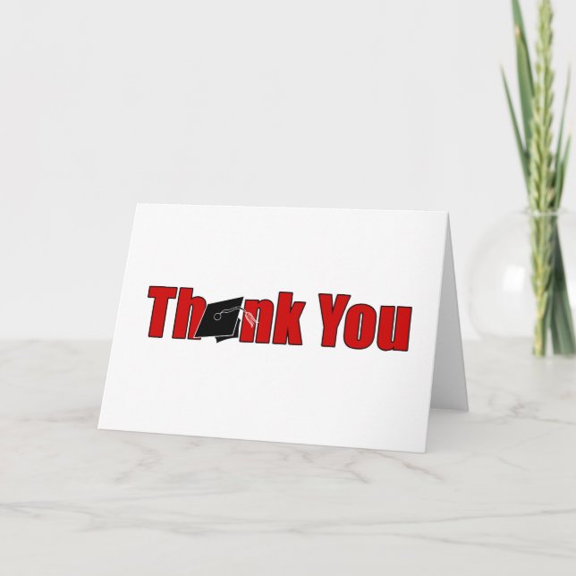 Personalized Graduation Thank You Card Red & Black (Front)