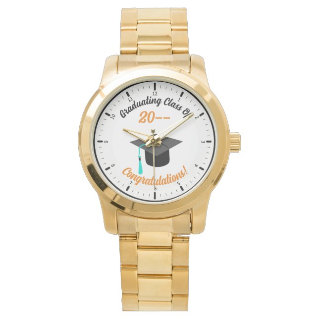 Personalized Graduation Watch Face Gold Watch  (Front)