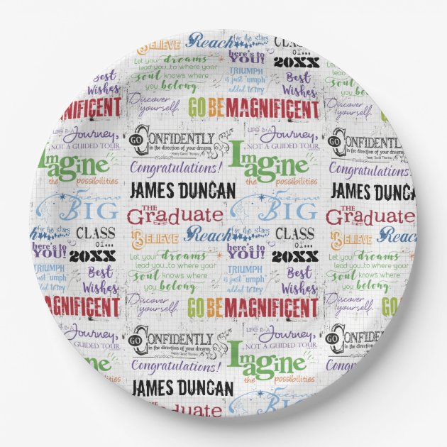 Personalized Graduation Word Art Paper Plate